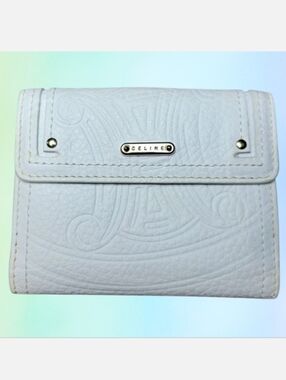 Celine-Embossed Leather Compact Fold Wallet (White 🤍)